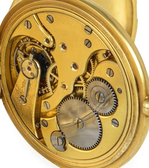 18Kt Yellow Gold Full Hunter Keyless Wind Lever Pocket Watch with a Crown Motif 3