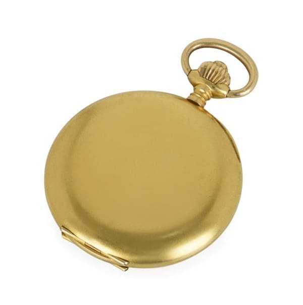 18Kt Yellow Gold Full Hunter Keyless Wind Lever Pocket Watch with a Crown Motif 6
