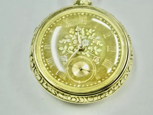 18ct Gold Pair cased Pocket Watch With Tri coloured Face Chester 1822 2