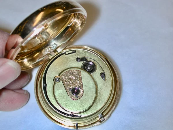 18ct Gold Pair cased Pocket Watch With Tri coloured Face Chester 1822 6
