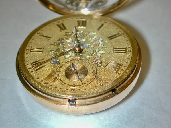 18ct Gold Pair cased Pocket Watch With Tri coloured Face Chester 1822 8