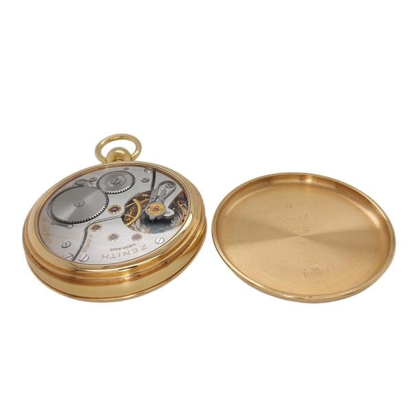 18kt Rose Zenith Open Face Pocket Watch Thomas Engel No° 9 with Box Papers 18