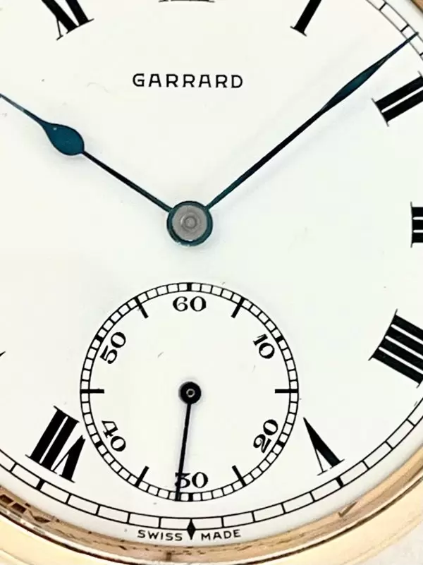 9 Carat Solid Gold Open Faced Pocket Watch by Garrard 3