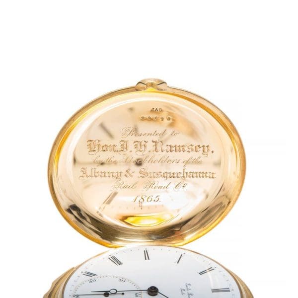 A S Railway Gold Minute Repeating Pocket Watch Presented to J.H. Ramsey 1865 4