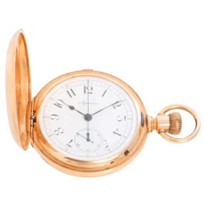 ساعة جيب أغاسيز كرونوغراف من الذهب الأصفر عيار 14 قيراط 1