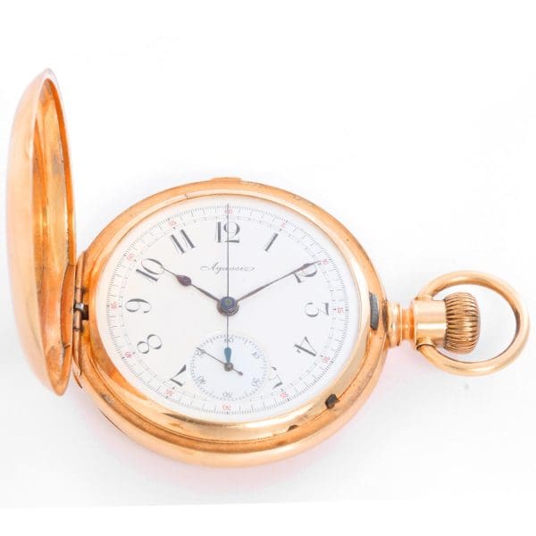 Orologio da tasca con cronografo Agassiz in oro giallo 14 carati 4