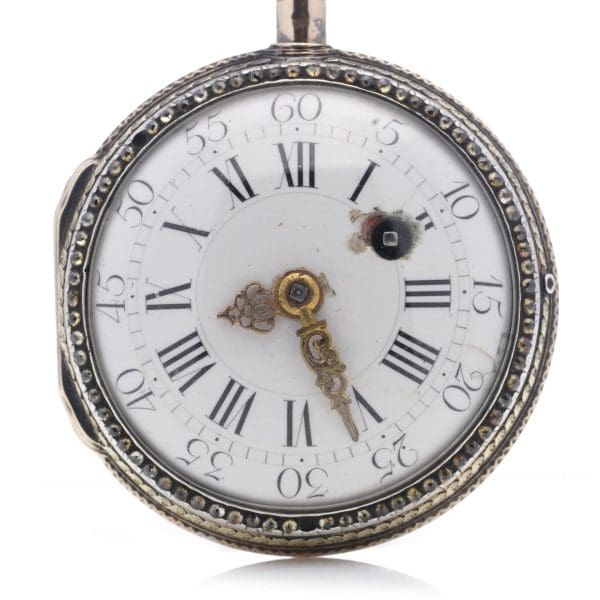 ساعة جيب Verge Fusee Key من القرن الثامن عشر العتيقة من الذهب والفضة عيار 18 قيراطًا 5