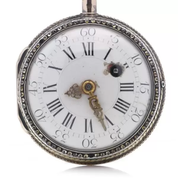 Antique 18th century Verge Fusee Key wind 18kt gold and Silver pocket watch 5