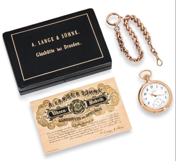 Antique A. Lange Sohne. Rare Rose Gold Open Face Keyless Lever Pocket Watch 8