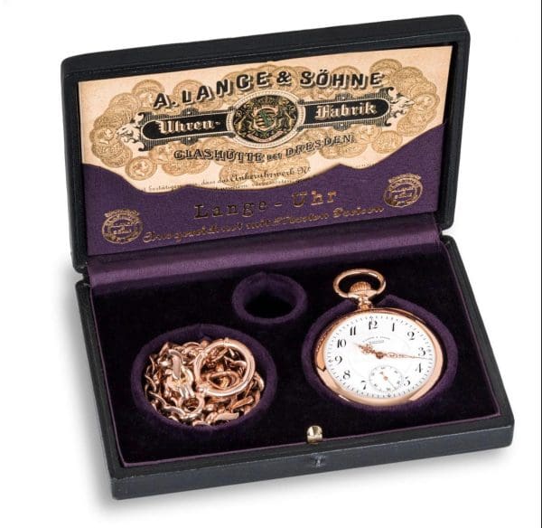 Antique A. Lange Sohne. Rare Rose Gold Open Face Keyless Lever Pocket Watch 9