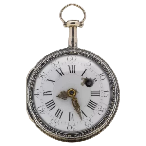 Antique 18th century Verge Fusee Key wind 18kt gold and Silver pocket watch 1 transformed