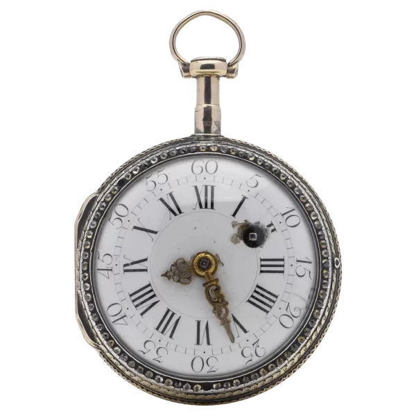 Antique 18th century Verge Fusee Key wind 18kt gold and Silver pocket watch 1 transformed