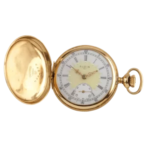 Antique Elgin 18K Yellow Gold Mini Hunter Pocket Watch - 1908