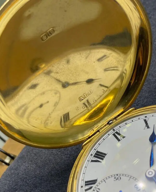 1920&#39;ler civarı Art Deco 18 ayar Katı Altın Rolex Double Hunter Cep Saati 11