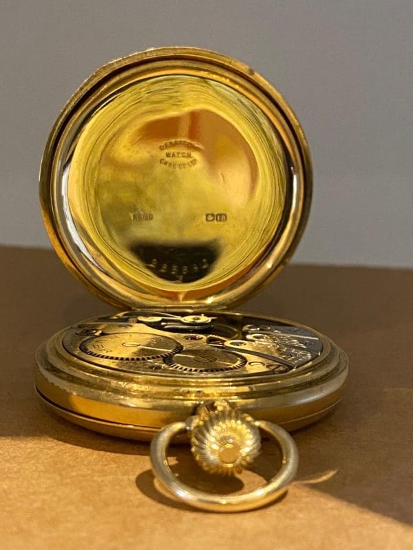 Art Deco circa 1920s 18k Solid Gold Rolex Double Hunter Pocket Watch 2