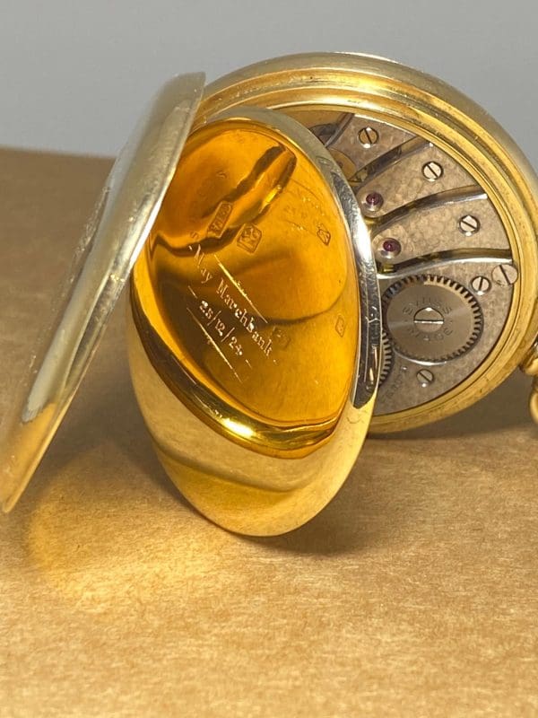 Art Deco circa 1920s 18k Solid Gold Rolex Double Hunter Pocket Watch 5