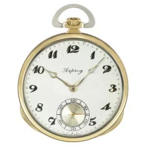 Asprey 18CT Two Gold Art Deco Keyless Lever Open Face Dress Pocket Watch C1920s 1 transformed