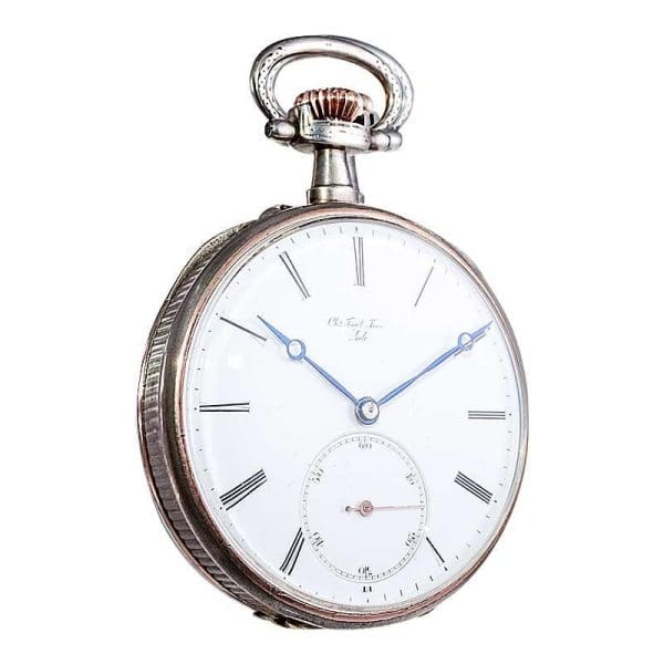 Charles Tissot Gun Metal Silver and Gold Coin Edged Open Faced Pocket Watch 10