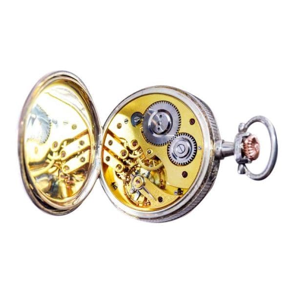 Charles Tissot Gun Metal Silver and Gold Coin Edged Open Faced Pocket Watch 11