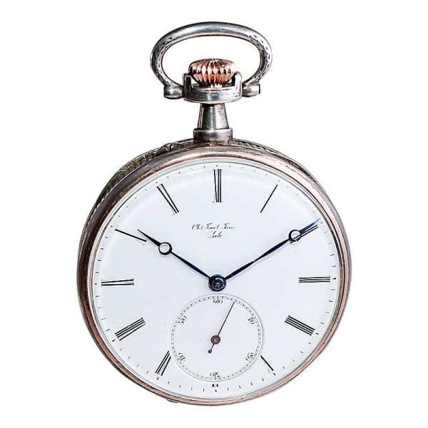 Charles Tissot Gun Metal Silver and Gold Coin Edged Open Faced Pocket Watch 5