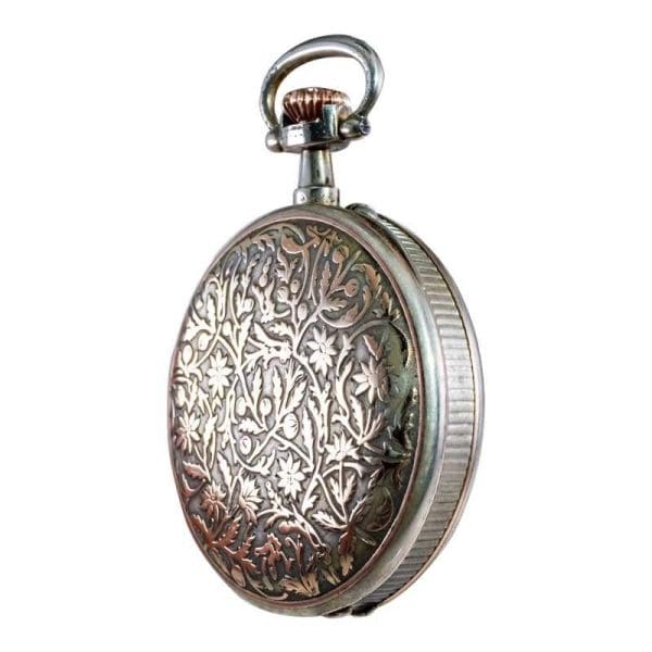 Charles Tissot Gun Metal Silver and Gold Coin Edged Open Faced Pocket Watch 7
