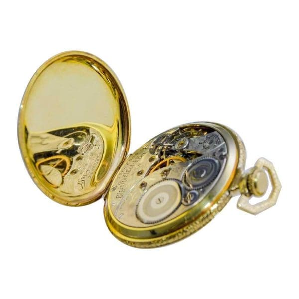 Elgin Yellow Gold Filled Art Deco Hand Engraved Pocket Watch from 1918 11