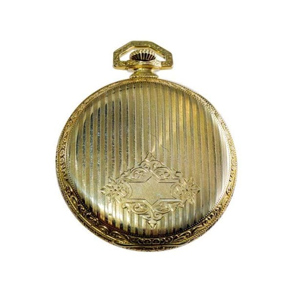 Elgin Yellow Gold Filled Art Deco Hand Engraved Pocket Watch from 1918 9
