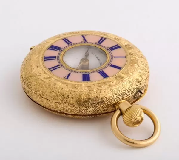 Fine Enamelled Gold Half Hunter Case Pocket Watch 1880s 16