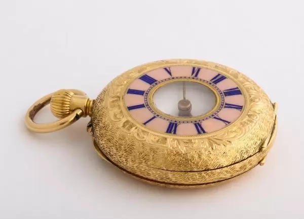 Fine Enamelled Gold Half Hunter Case Pocket Watch 1880s 17