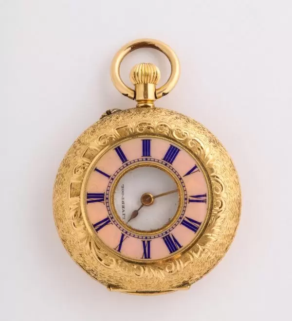 Fine Enamelled Gold Half Hunter Case Pocket Watch 1880s 2