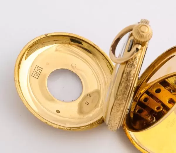 Fine Enamelled Gold Half Hunter Case Pocket Watch 1880s 5