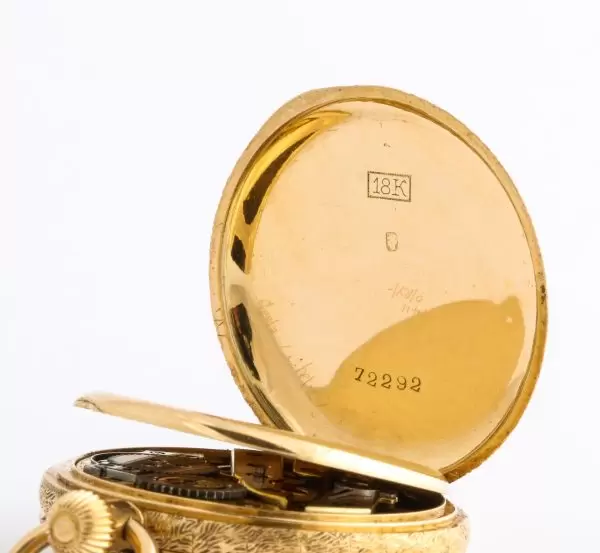 Fine Enamelled Gold Half Hunter Case Pocket Watch 1880s 9