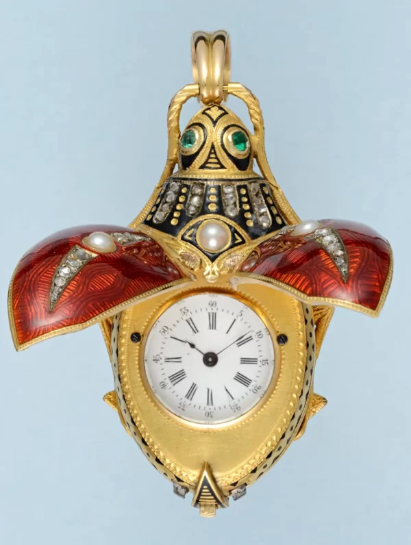 GOLD AND ENAMEL BEETLE FORM WATCH 2