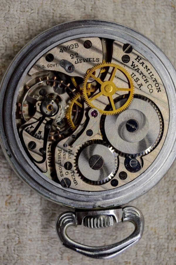 Hamilton Steel Military Timer Open Faced Pocket Watch circa 1940s 11