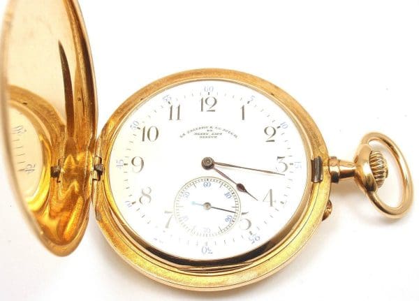 Relógio de bolso caçador completo cronoautomático Henry Capt em ouro amarelo 2