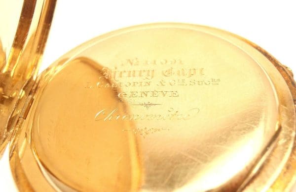 Relógio de bolso caçador completo cronoautomático Henry Capt em ouro amarelo 7