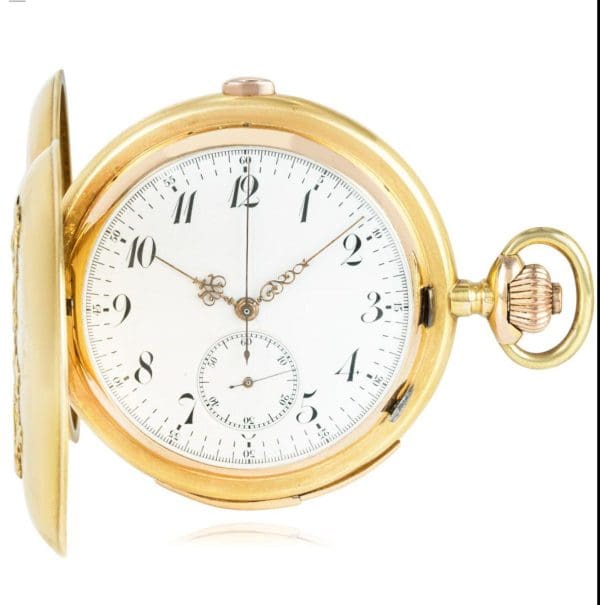 Large Keyless Lever Minute Repeater Chronograph Full Hunter Pocket Watch C1890 2