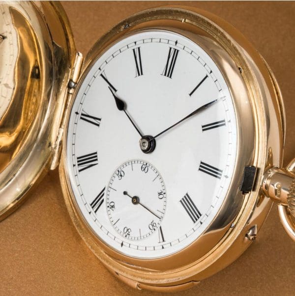 ساعة الجيب LeCourltre الثقيلة من الذهب عيار 18 قيراط بدون مفتاح Repeater الدقائق كاملة الصياد 2