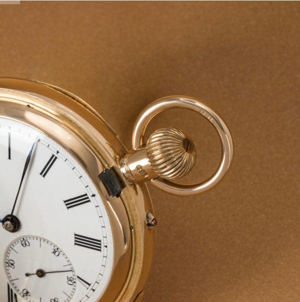 ساعة الجيب LeCourltre الثقيلة من الذهب عيار 18 قيراط بدون مفتاح Repeater الدقائق كاملة الصياد 3