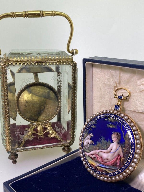 Napoleon Bonaparte c1800s 18K Gold Enamel Natural Pearl OpenFace Pocket Watch 2