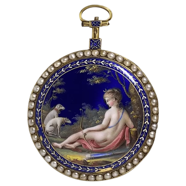 Napoleon Bonaparte c1800 s 18K Gold  Enamel  Natural Pearl OpenFace Pocket Watch 1 transformed