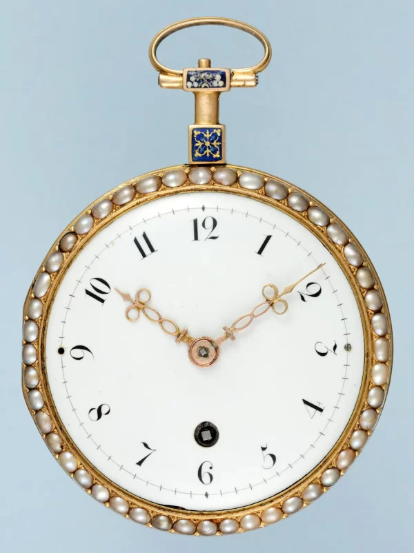 PEARL SET GOLD AND ENAMEL WATCH 4