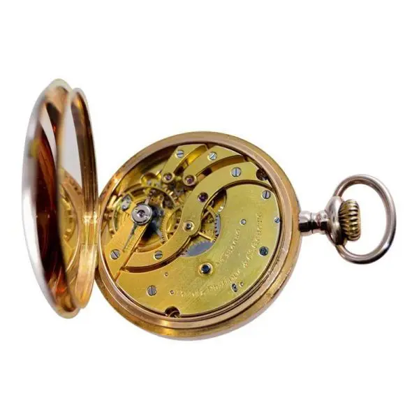 Patek Philippe 18Kt. Hunters Case Pocket Watch with Flawless Enamel Dial ca 1906 11