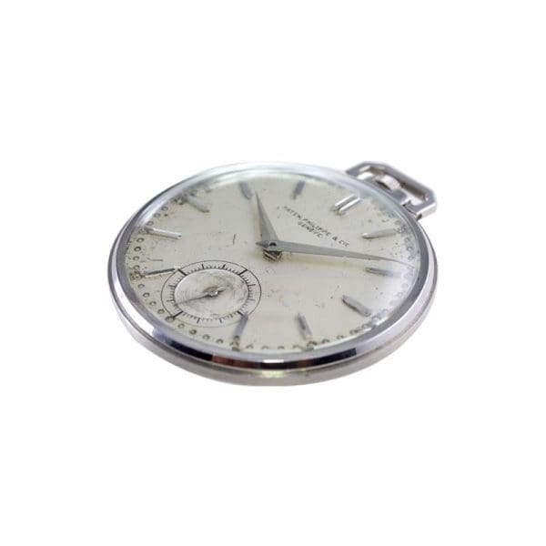 Patek Philippe Platinum Pocket Watch with Original Patinated Dial from 1940s 11