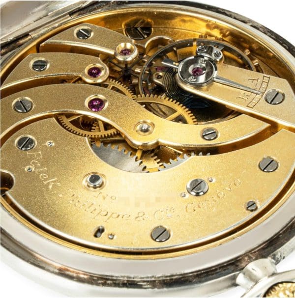 Patek Philippe Rare Sliver Gold Keyless Lever OpenFace DressPocket Watch C1920 4