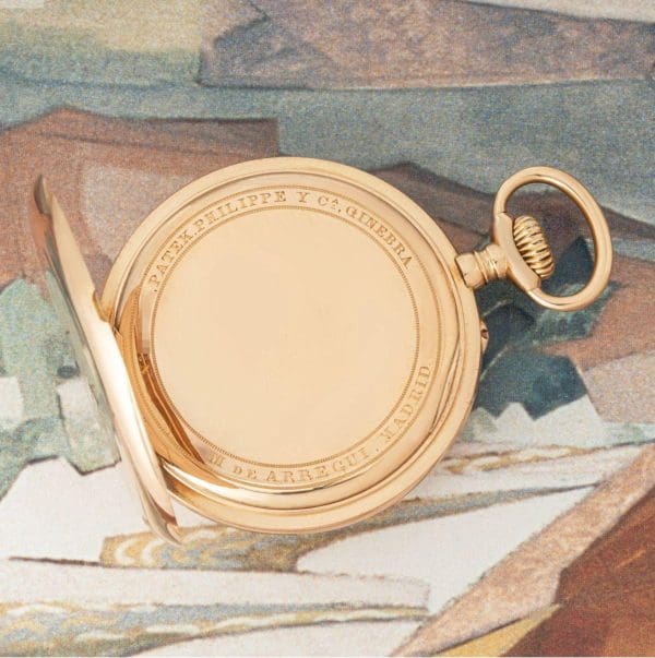 Patek Philippe Rose Gold Keyless Spak Fickur med öppen ansikte C1900 4