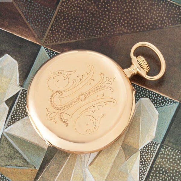 Patek Philippe Reloj de bolsillo de esfera abierta con palanca sin llave en oro rosa C1900 6