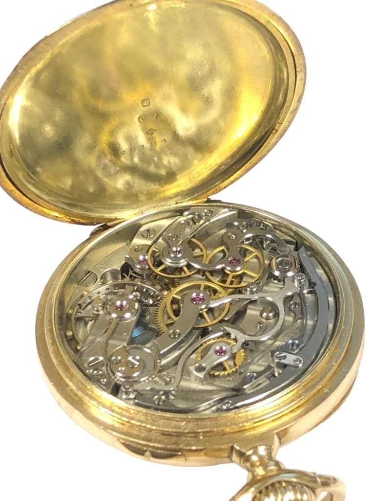 Chronograph Pocket Watches: Their History and How They Work 5 - WatchMuseum.org Patek Philippe Yellow Gold Antique Chronograph Pocket Watch 9