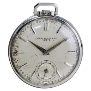 Patek Philippe Platinum Pocket Watch 1940 s 1 سے اصل پیٹینٹڈ ڈائل کے ساتھ تبدیل