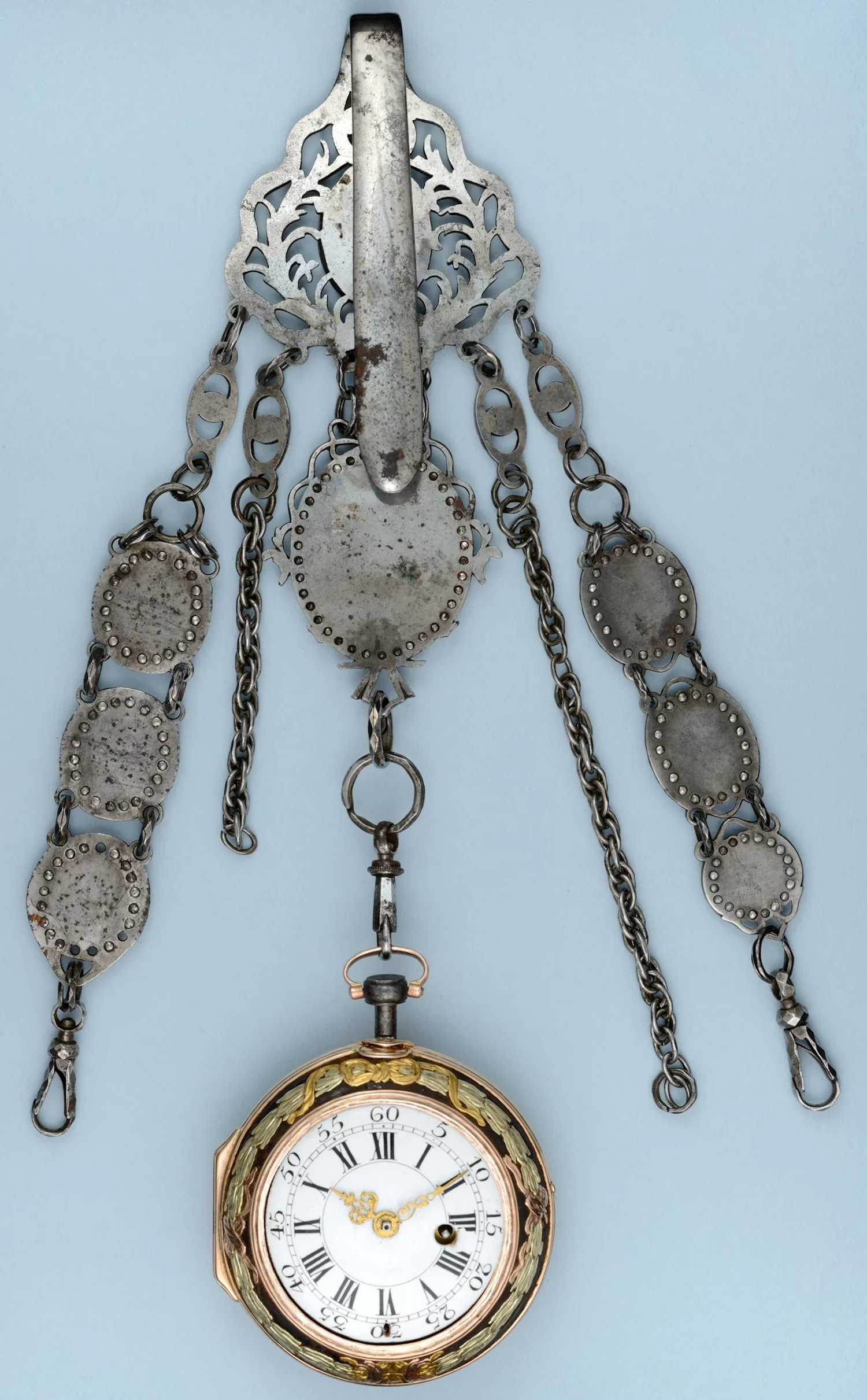 Pocket watch with enamel and chatelaine | Watches | Antiques - Gallery USTAR